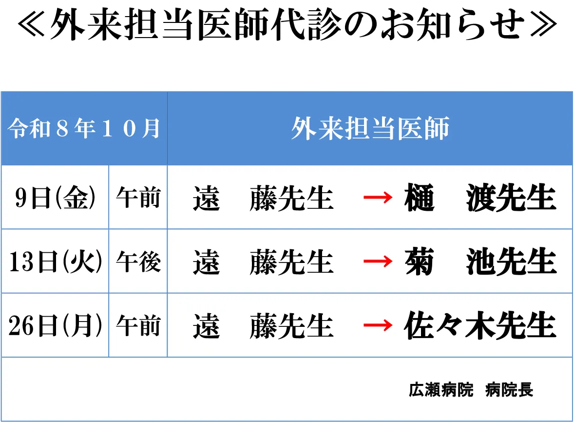10月担当医師代診